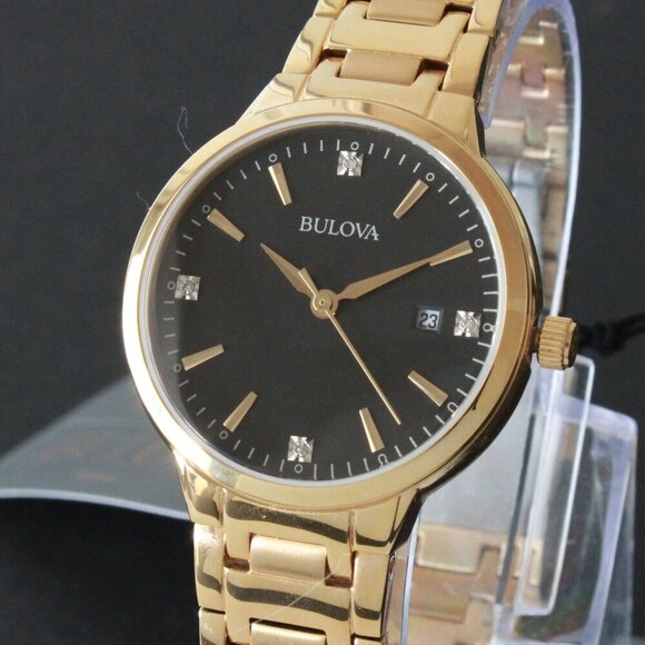 Bulova Ladies Diamond Accent Gold Tones Quartz Watch 32mm - Picture 7 of 13